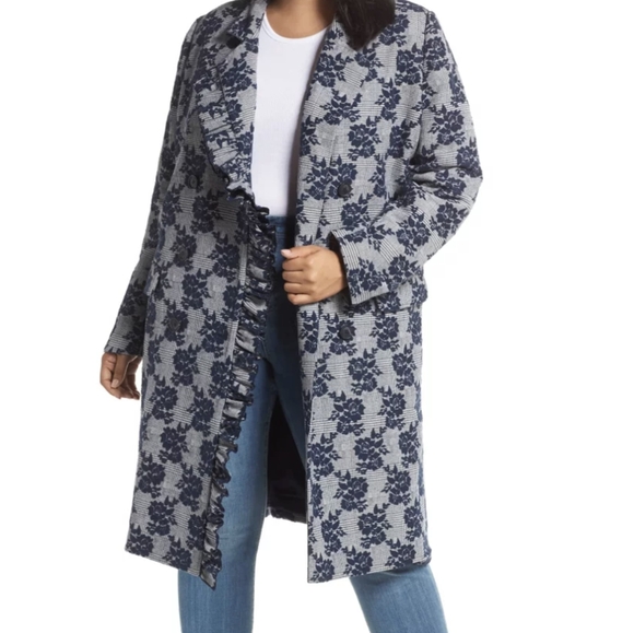 HALOGEN Ruffle Front Topper Coat ~ EUC - Picture 2 of 11